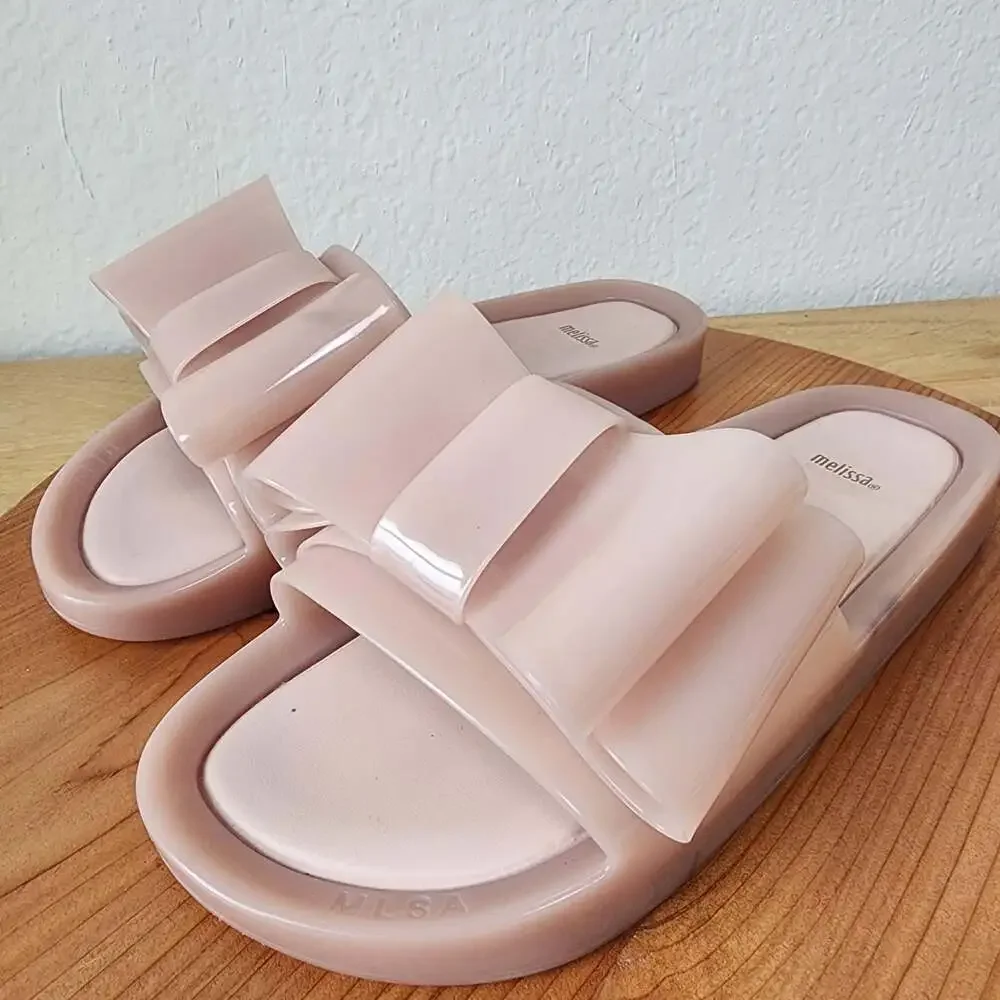 Melissa Jelly Slide Sandals Womens Size 9 Pink Bow Slip On Waterproof Comfort